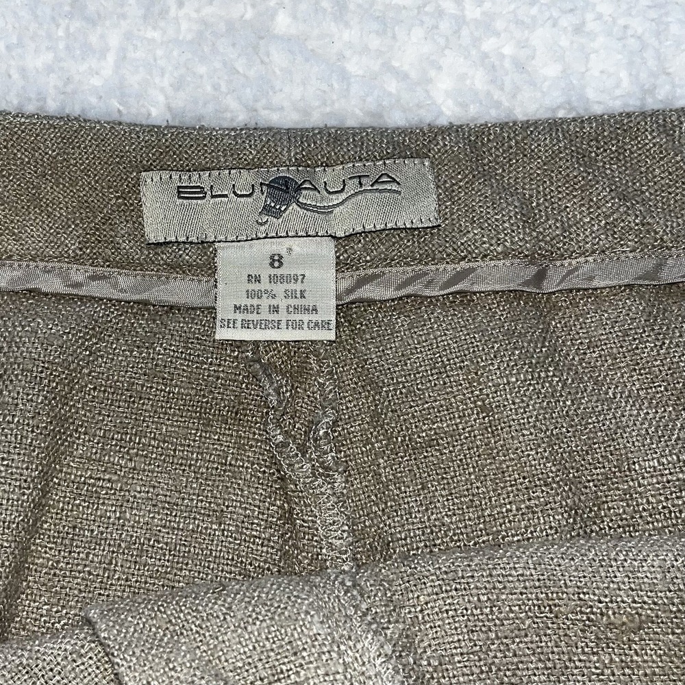 100% Silk Dress Pants Women's Beige Sz 8 Straight Leg Trousers Elegant Work - Picture 4 of 6